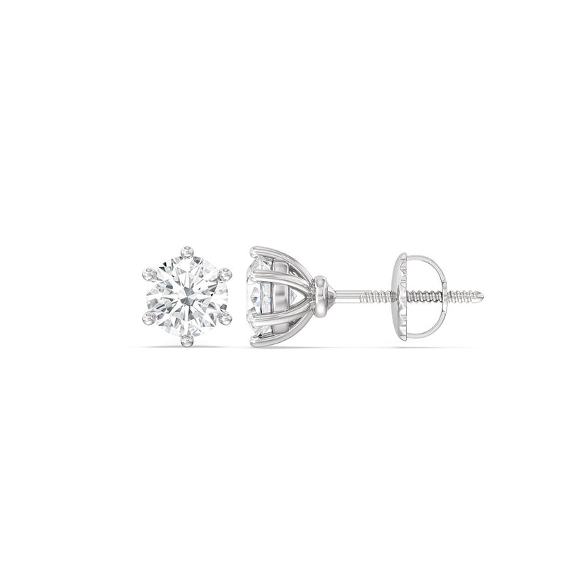 Round Diamond Six Prong Stud Earrings (F/G SI+)