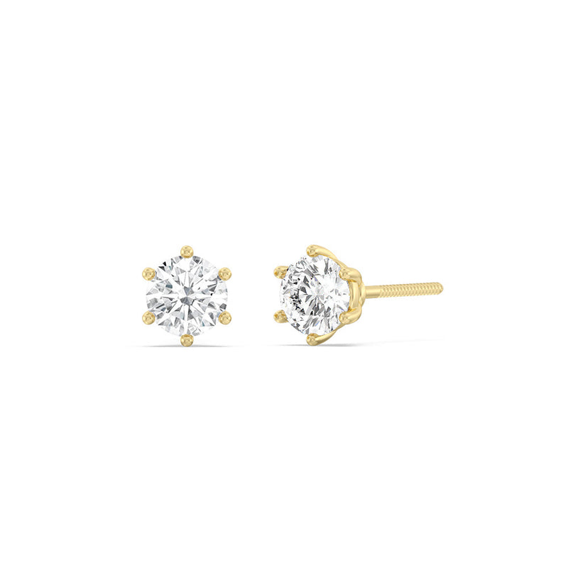 Round Diamond Six Prong Stud Earrings (F/G SI+)