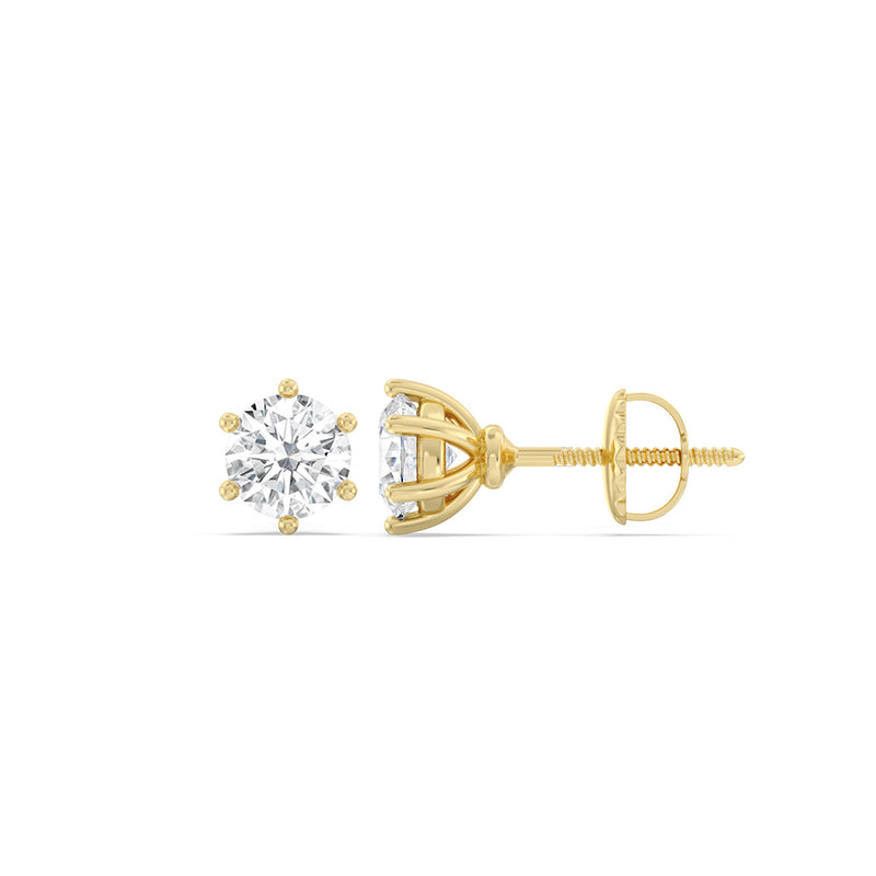Round Diamond Six Prong Stud Earrings (F/G SI+)