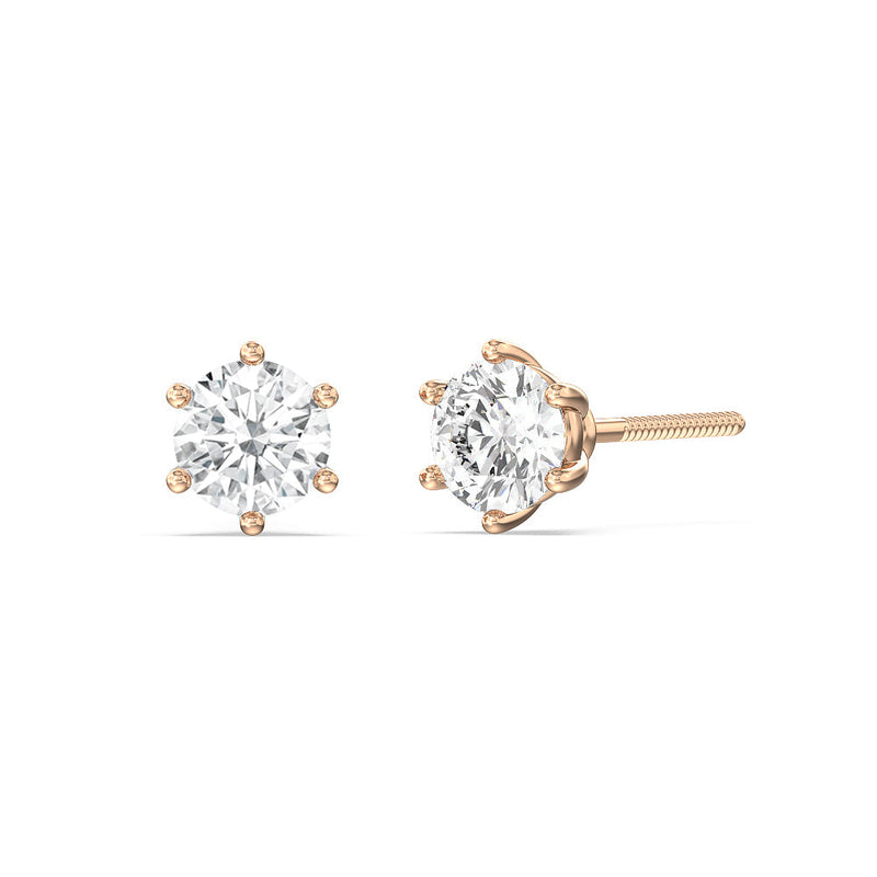 Round Diamond Six Prong Stud Earrings (F/G SI+)
