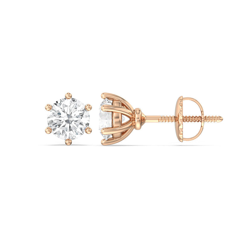 Round Diamond Six Prong Stud Earrings (F/G SI+)