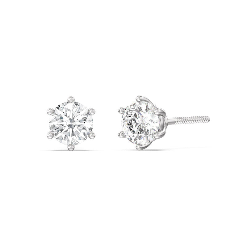 Round Diamond Six Prong Stud Earrings (F/G SI+)
