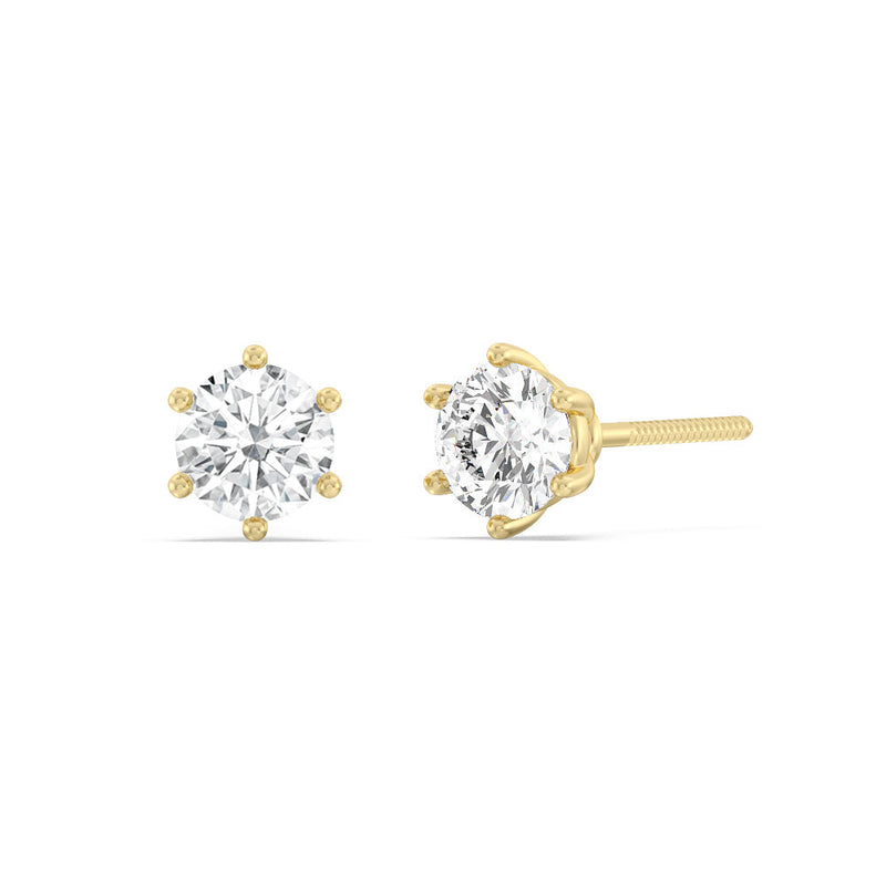 Round Diamond Six Prong Stud Earrings (F/G SI+)