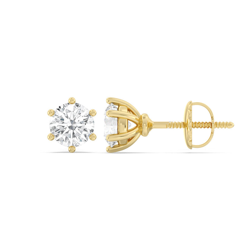 Round Diamond Six Prong Stud Earrings (F/G SI+)