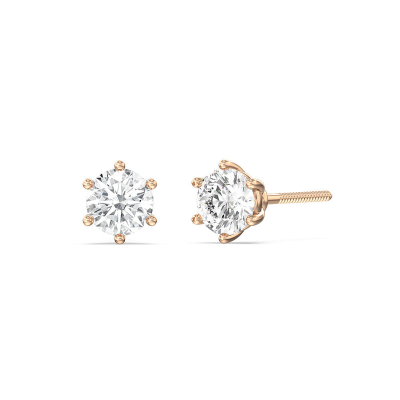 Round Diamond Six Prong Stud Earrings (F/G SI+)