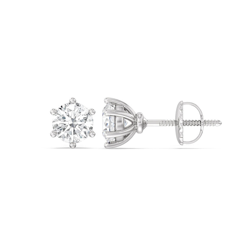 Round Diamond Six Prong Stud Earrings (F/G SI+)