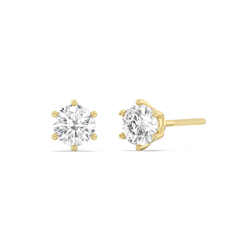 Round Diamond Six Prong Stud Earrings (F/G SI+)