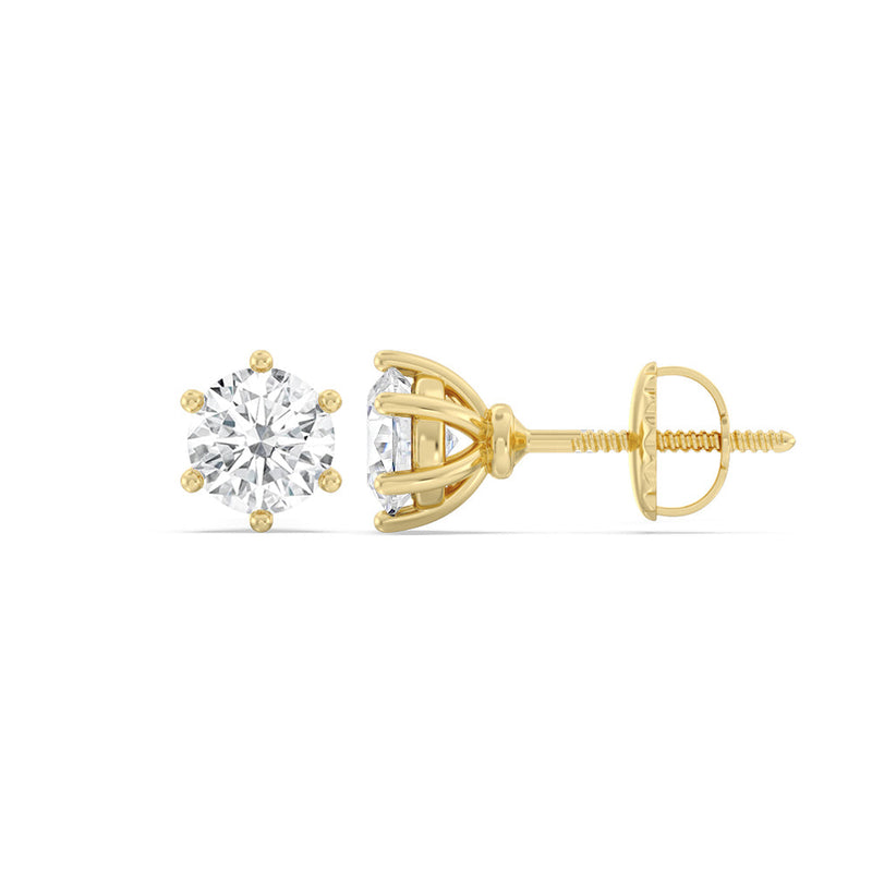 Round Diamond Six Prong Stud Earrings (F/G SI+)