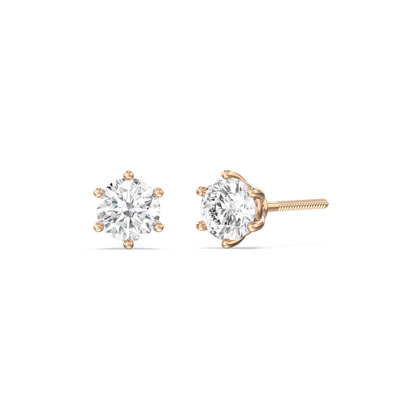 Round Diamond Six Prong Stud Earrings (F/G SI+)
