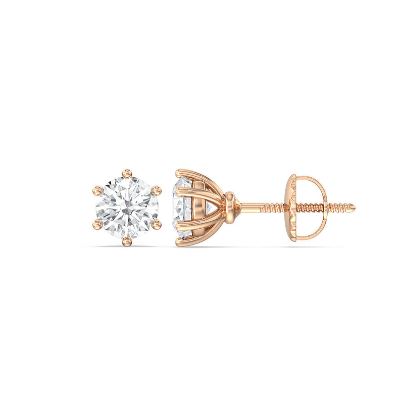 Round Diamond Six Prong Stud Earrings (F/G SI+)