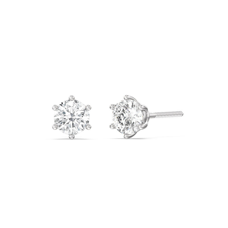 Round Diamond Six Prong Stud Earrings (F/G SI+)