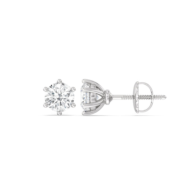 Round Diamond Six Prong Stud Earrings (F/G SI+)