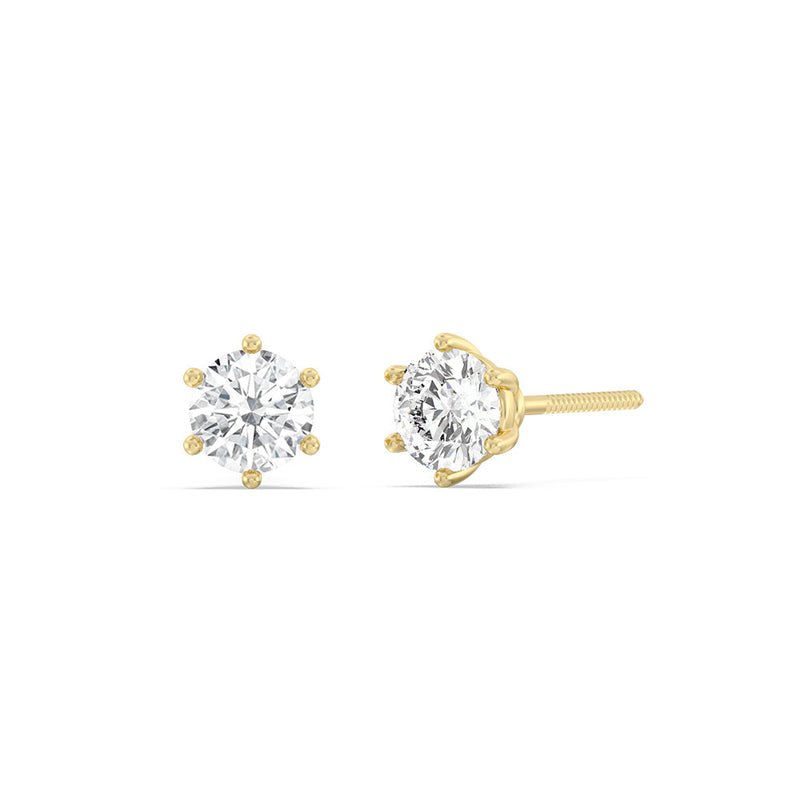Round Diamond Six Prong Stud Earrings (F/G SI+)
