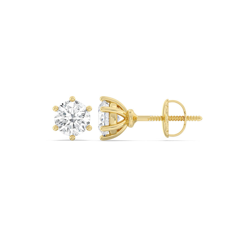 Round Diamond Six Prong Stud Earrings (F/G SI+)