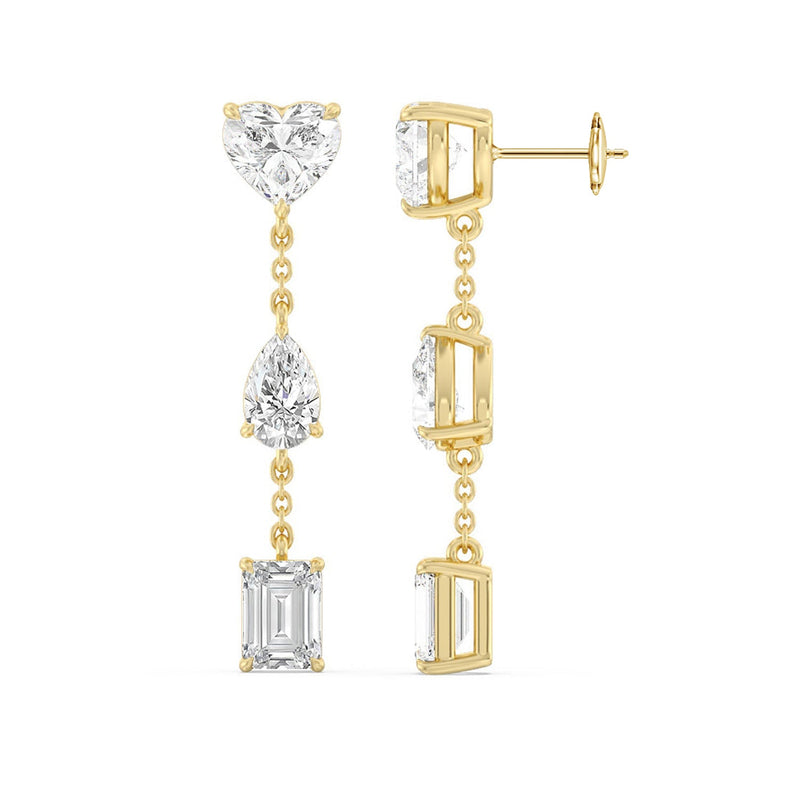 Heart, Pear, and Emerald Station Dangler Earrings