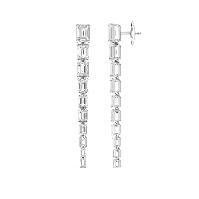 Descending Emerald Cut Diamond Dangler Earrings