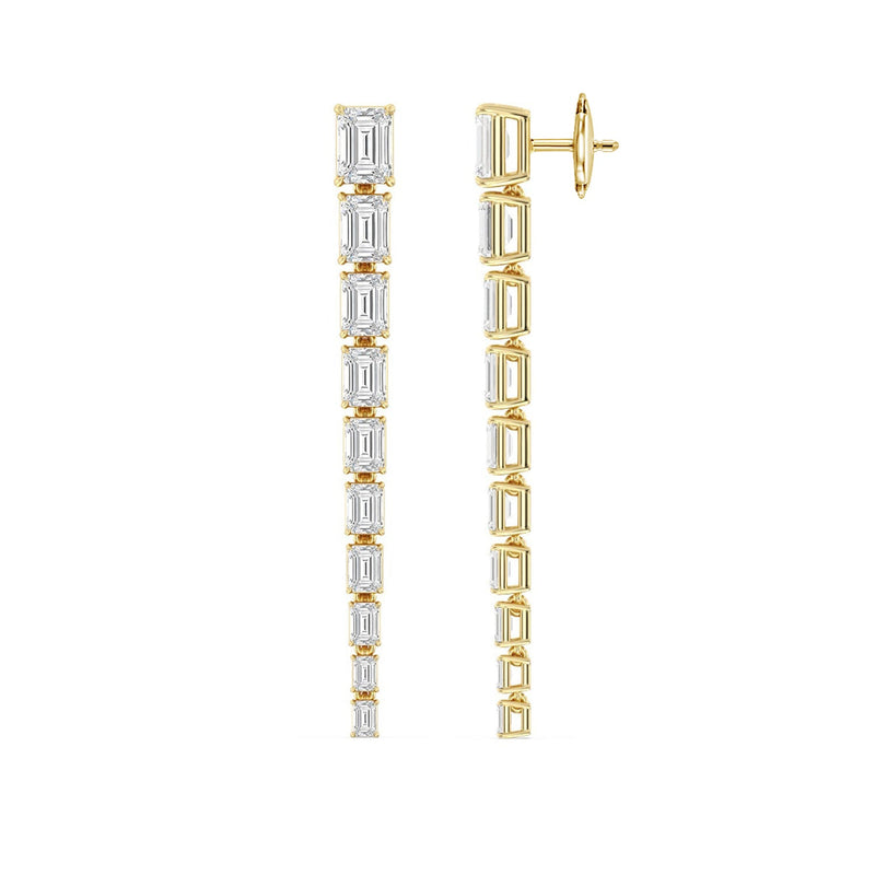 Descending Emerald Cut Diamond Dangler Earrings