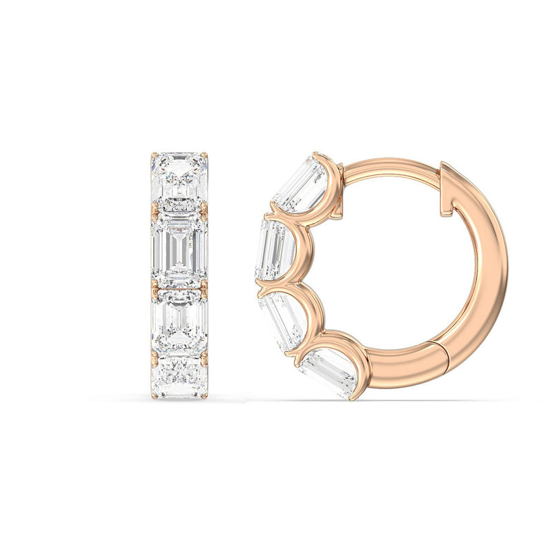 Emerald Cut Huggie Earrings