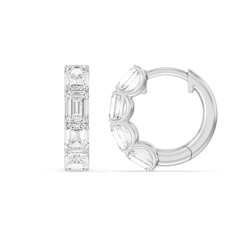 Emerald Cut Huggie Earrings
