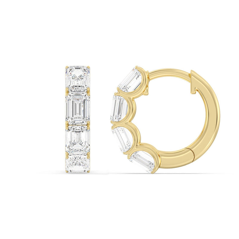 Emerald Cut Huggie Earrings