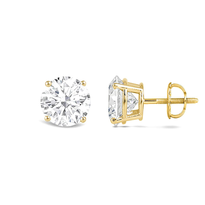 Classic Round Diamond Four Prong Studs Earrings (F+ SI+)