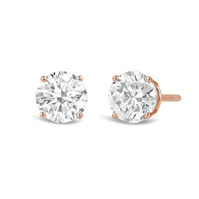 Classic Round Diamond Four Prong Stud Earrings (F/G SI+)