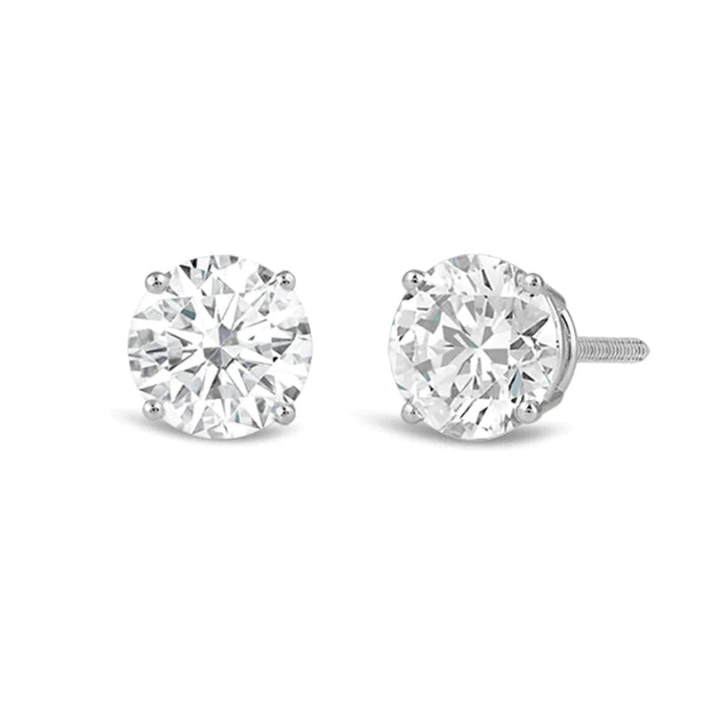 Classic Round Diamond Four Prong Stud Earrings (F/G SI+)