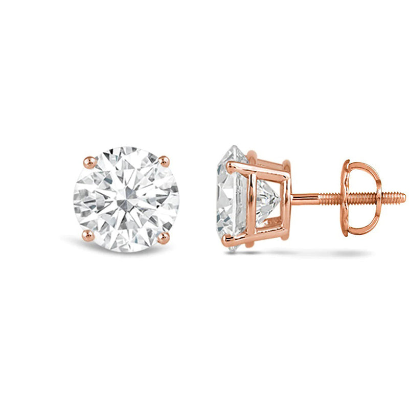 Classic Round Diamond Four Prong Stud Earrings (F/G SI+)