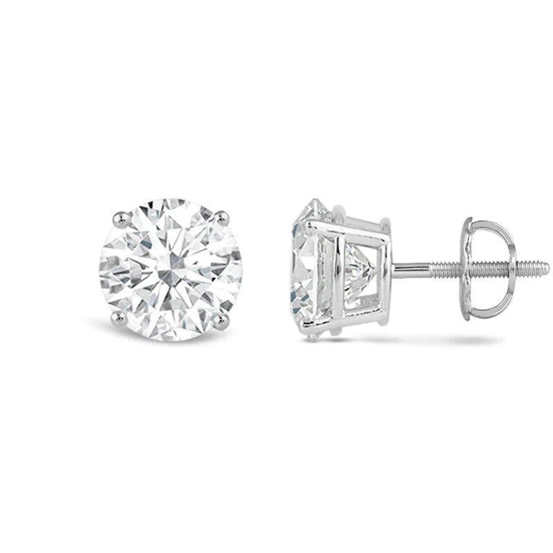Classic Round Diamond Four Prong Stud Earrings (F/G SI+)