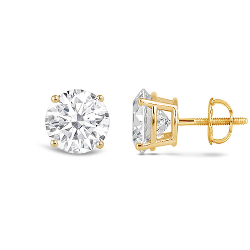 Classic Round Diamond Four Prong Stud Earrings (F/G SI+)