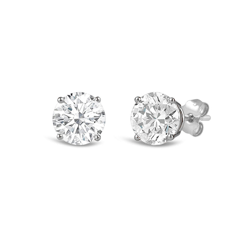 Certified Classic Round Diamond Four Prong Stud Earrings (IGI: G/H SI+)