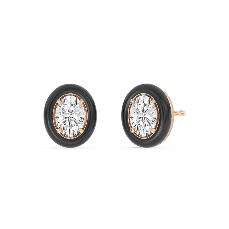 Oval Bezel Studs in Ceramic