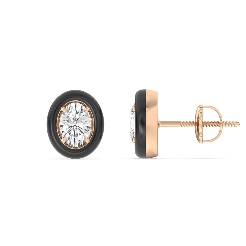 Oval Bezel Studs in Ceramic