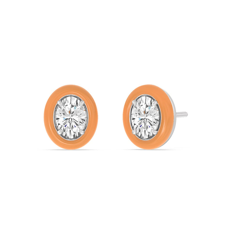 Oval Bezel Studs in Ceramic