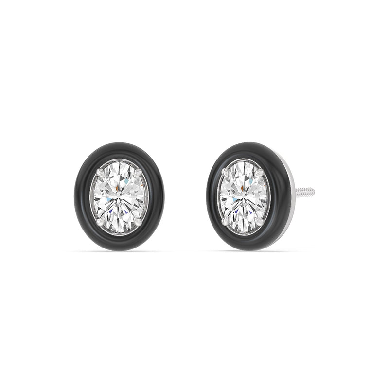 Oval Bezel Studs in Ceramic
