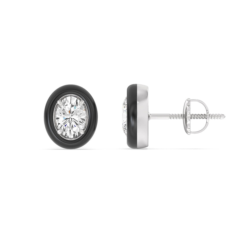 Oval Bezel Studs in Ceramic