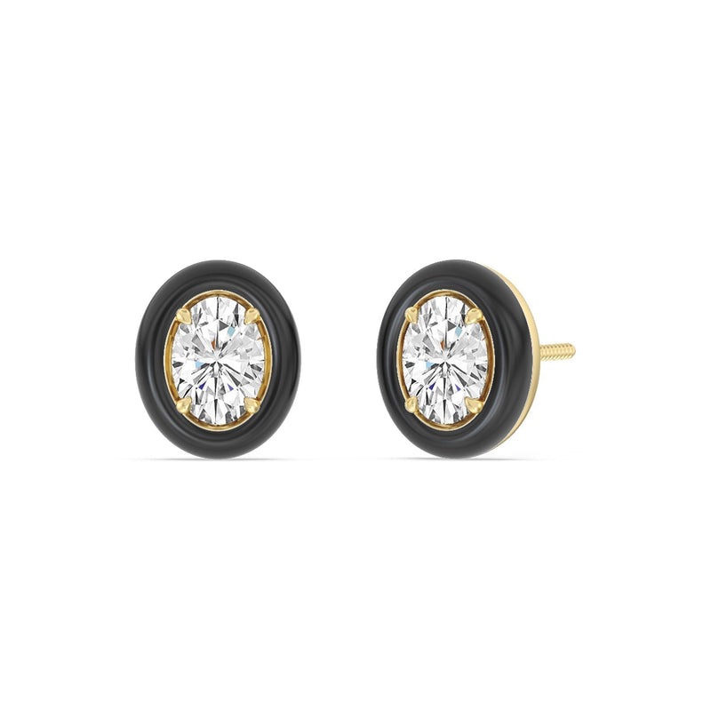 Oval Bezel Studs in Ceramic