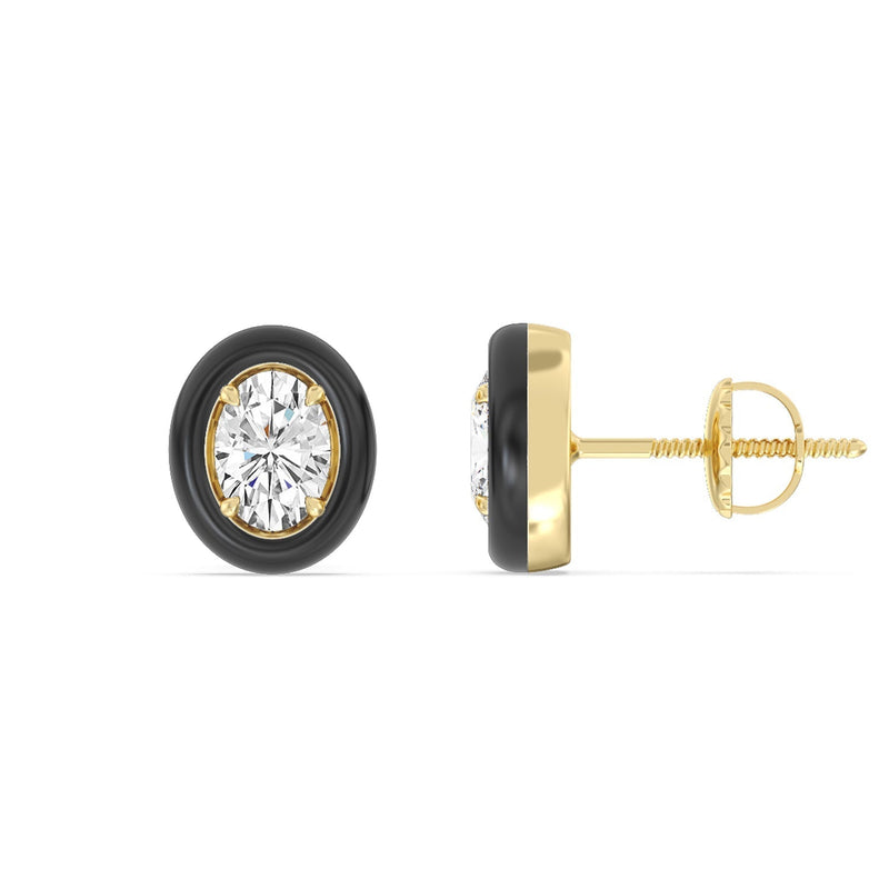 Oval Bezel Studs in Ceramic