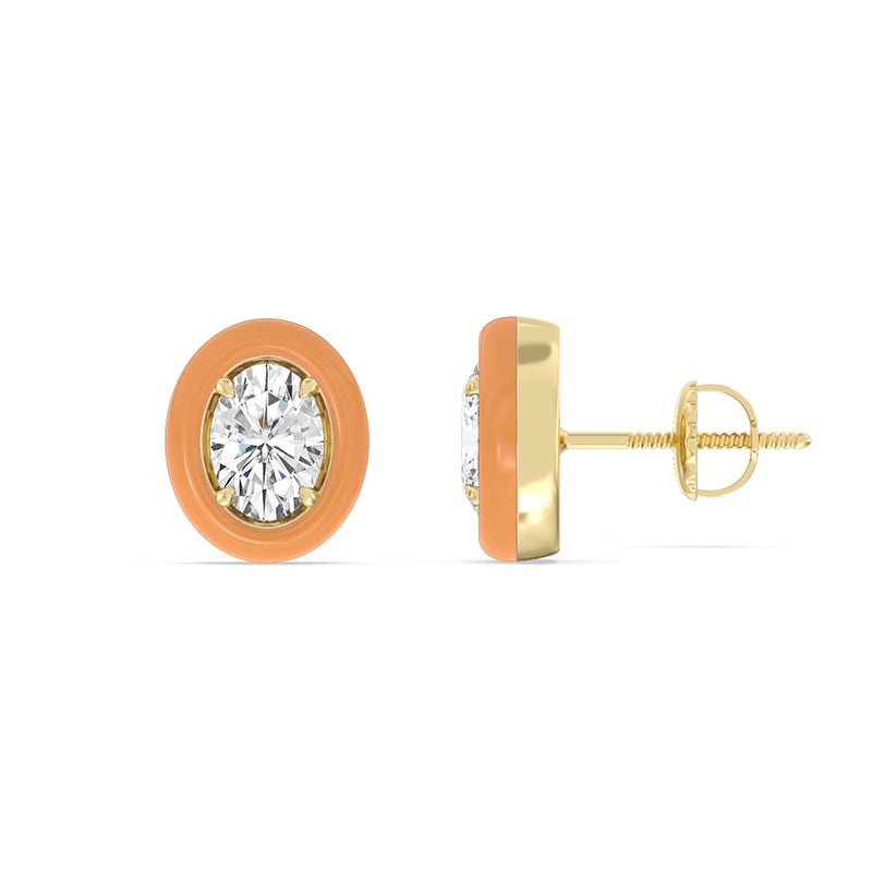 Oval Bezel Studs in Ceramic