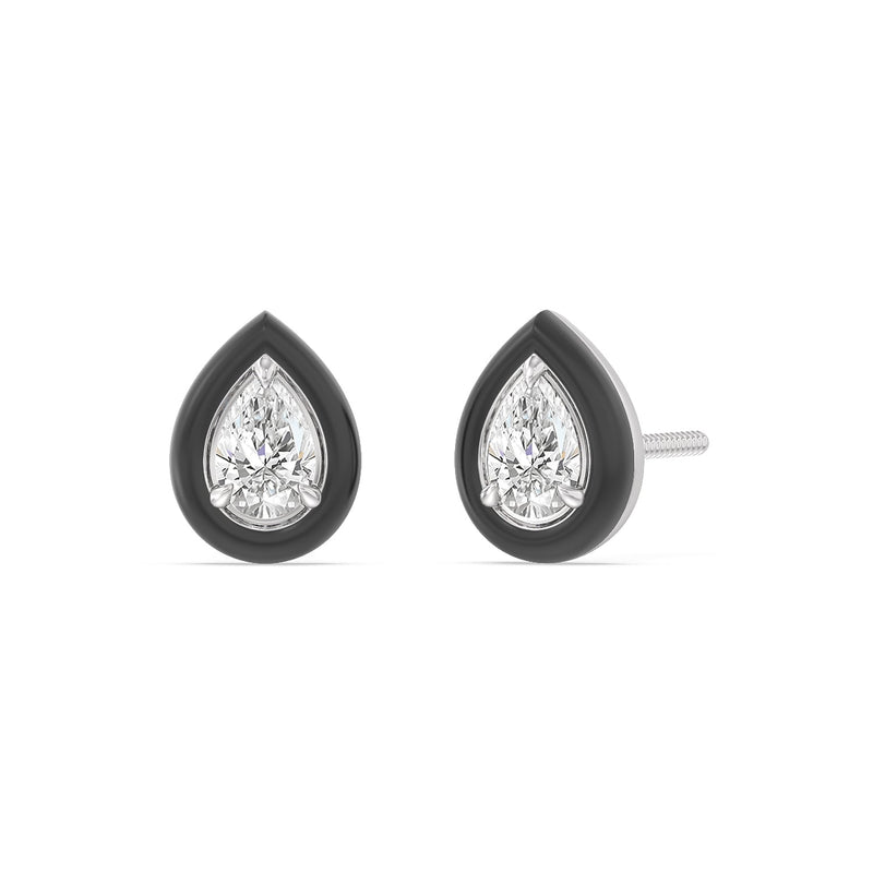 Pear Bezel Studs in Ceramic