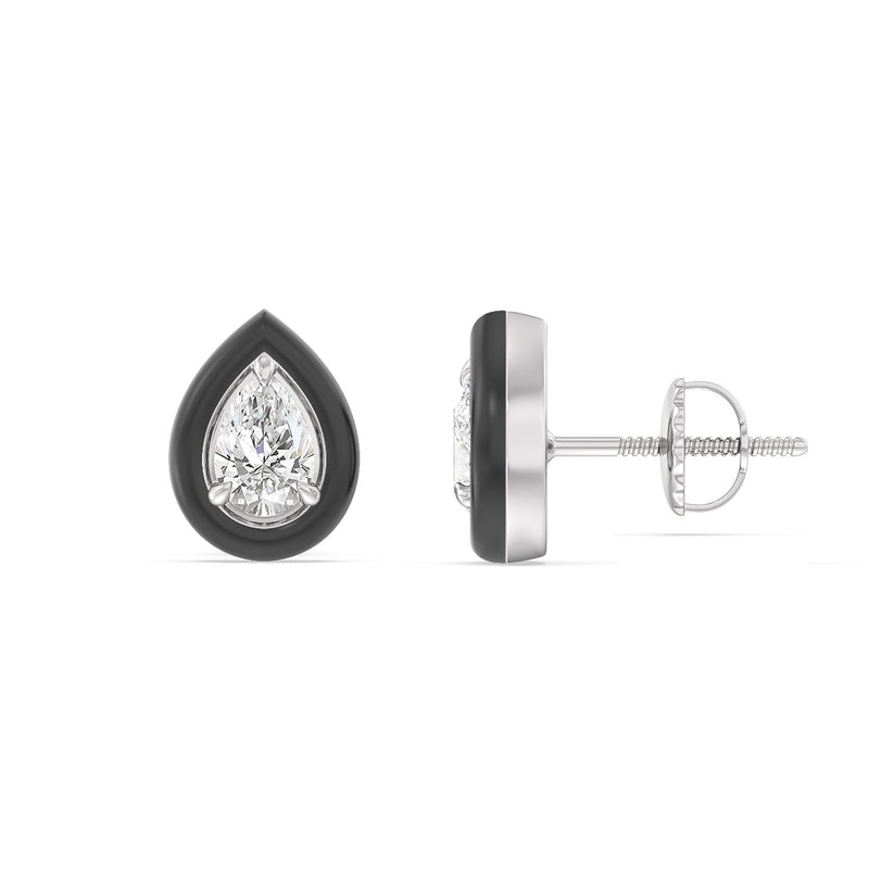 Pear Bezel Studs in Ceramic