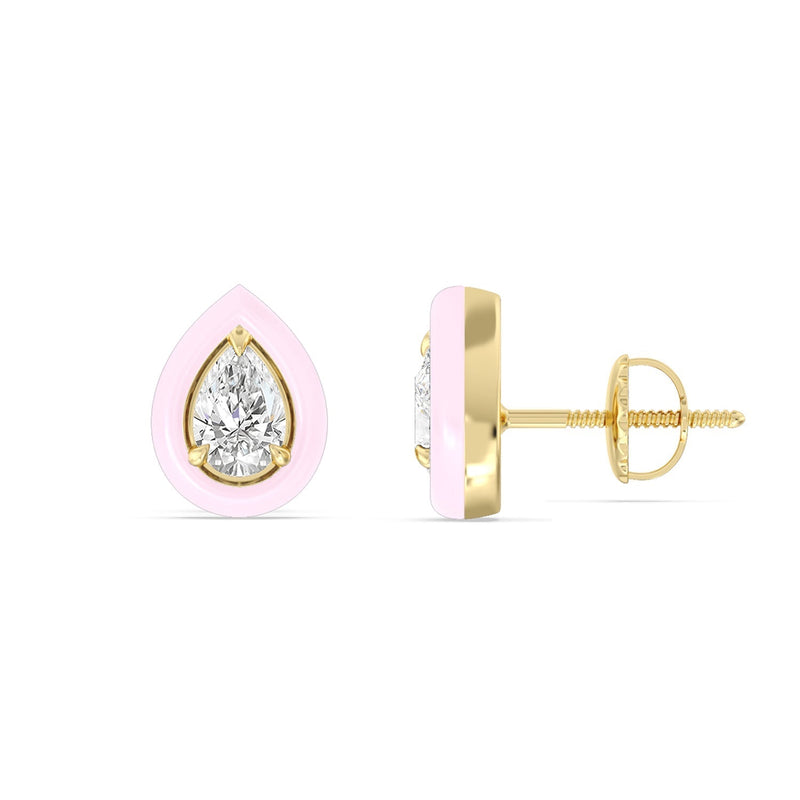 Pear Bezel Studs in Ceramic