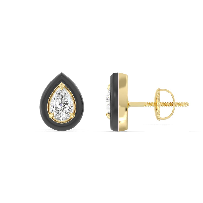 Pear Bezel Studs in Ceramic