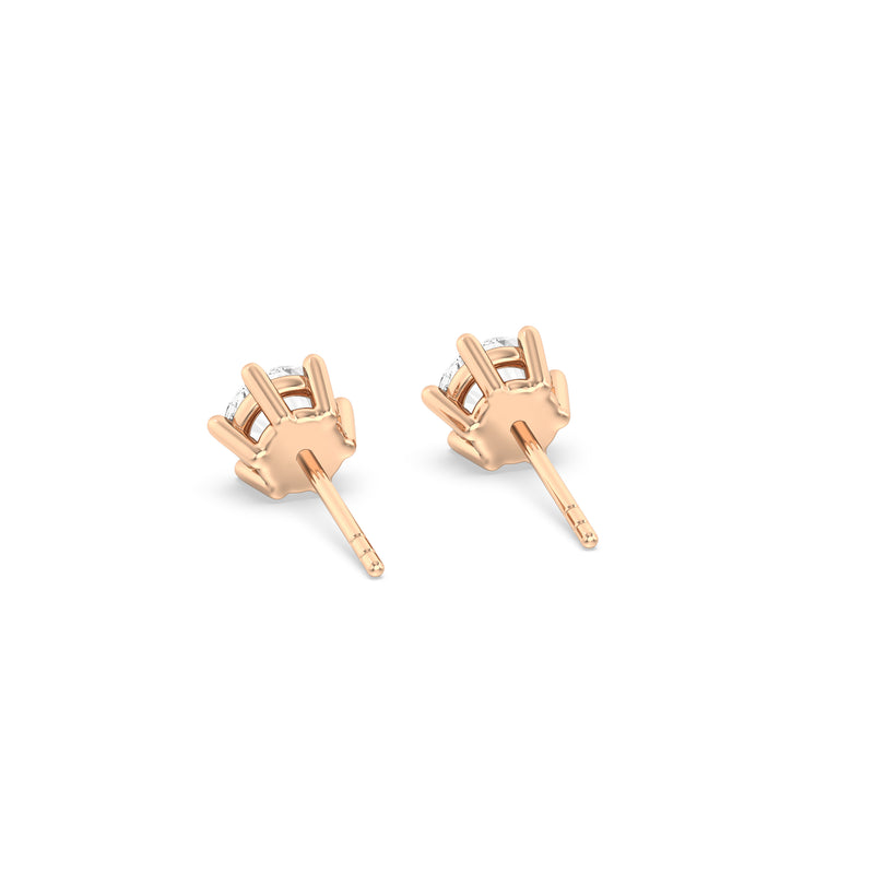 Six Prong Round Stud Earrings