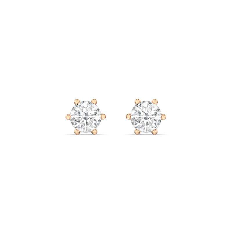 Six Prong Round Stud Earrings