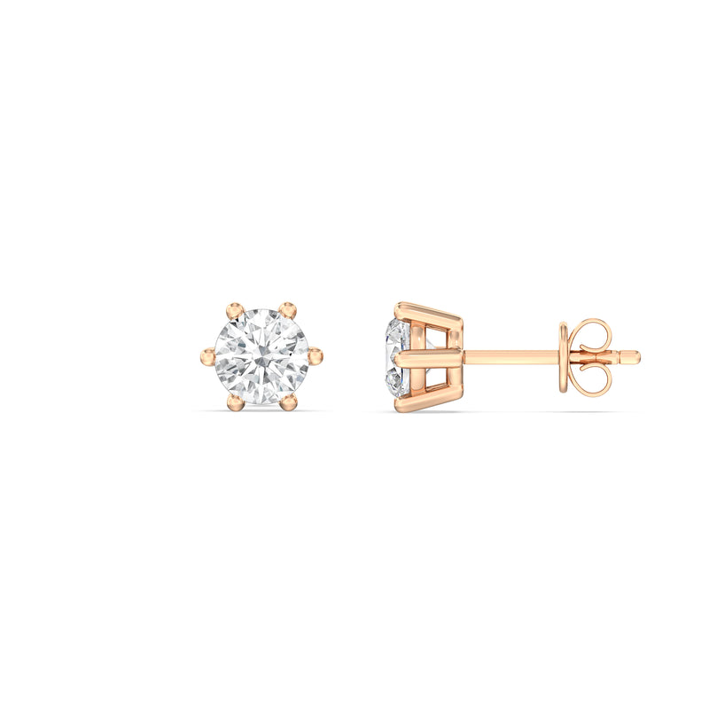 Six Prong Round Stud Earrings