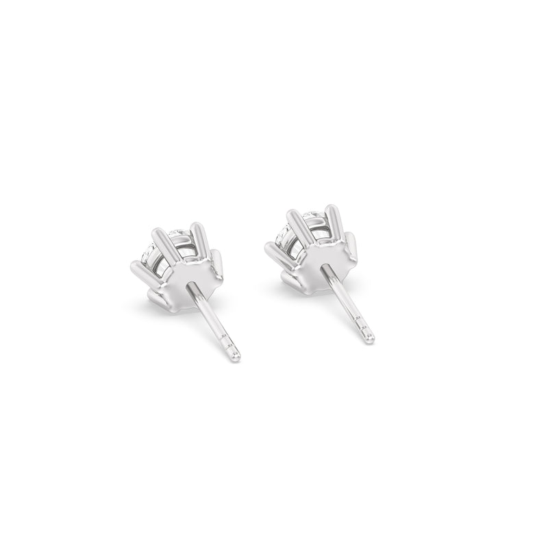 Six Prong Round Stud Earrings