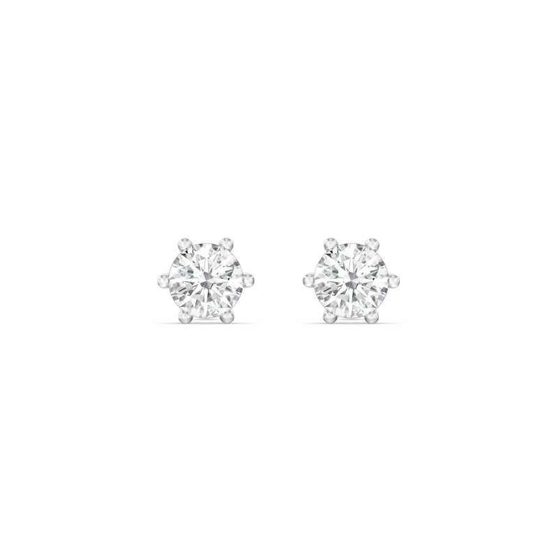 Six Prong Round Stud Earrings