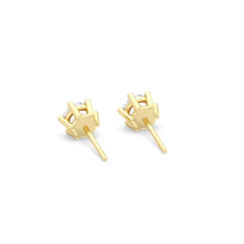 Six Prong Round Stud Earrings