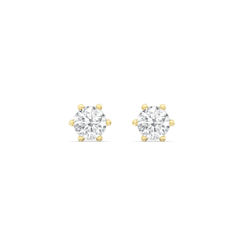 Six Prong Round Stud Earrings